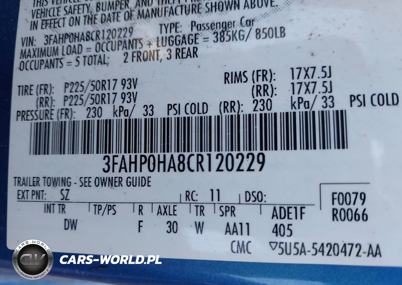 2012 Ford Fusion Se VIN:3FAHP0HA8CR120229 - 9