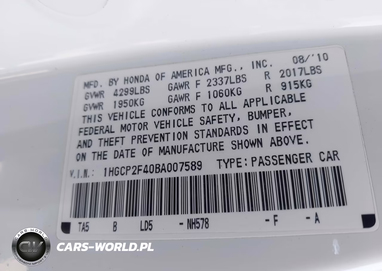 2011 Honda Accord 2.4 Lx-P VIN:1HGCP2F40BA007589 - 9