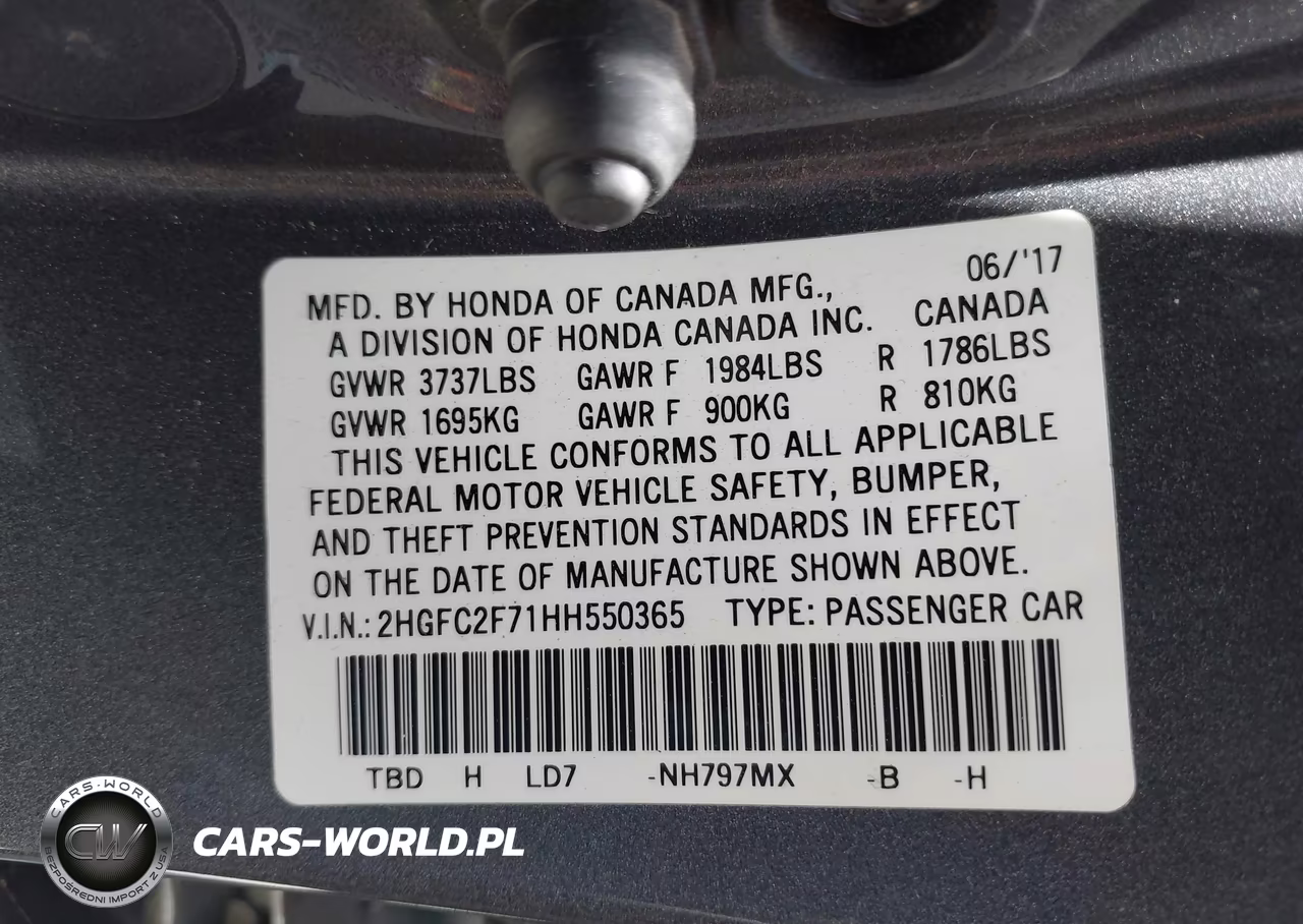 2017 Honda Civic Ex VIN:2HGFC2F71HH550365 - 9