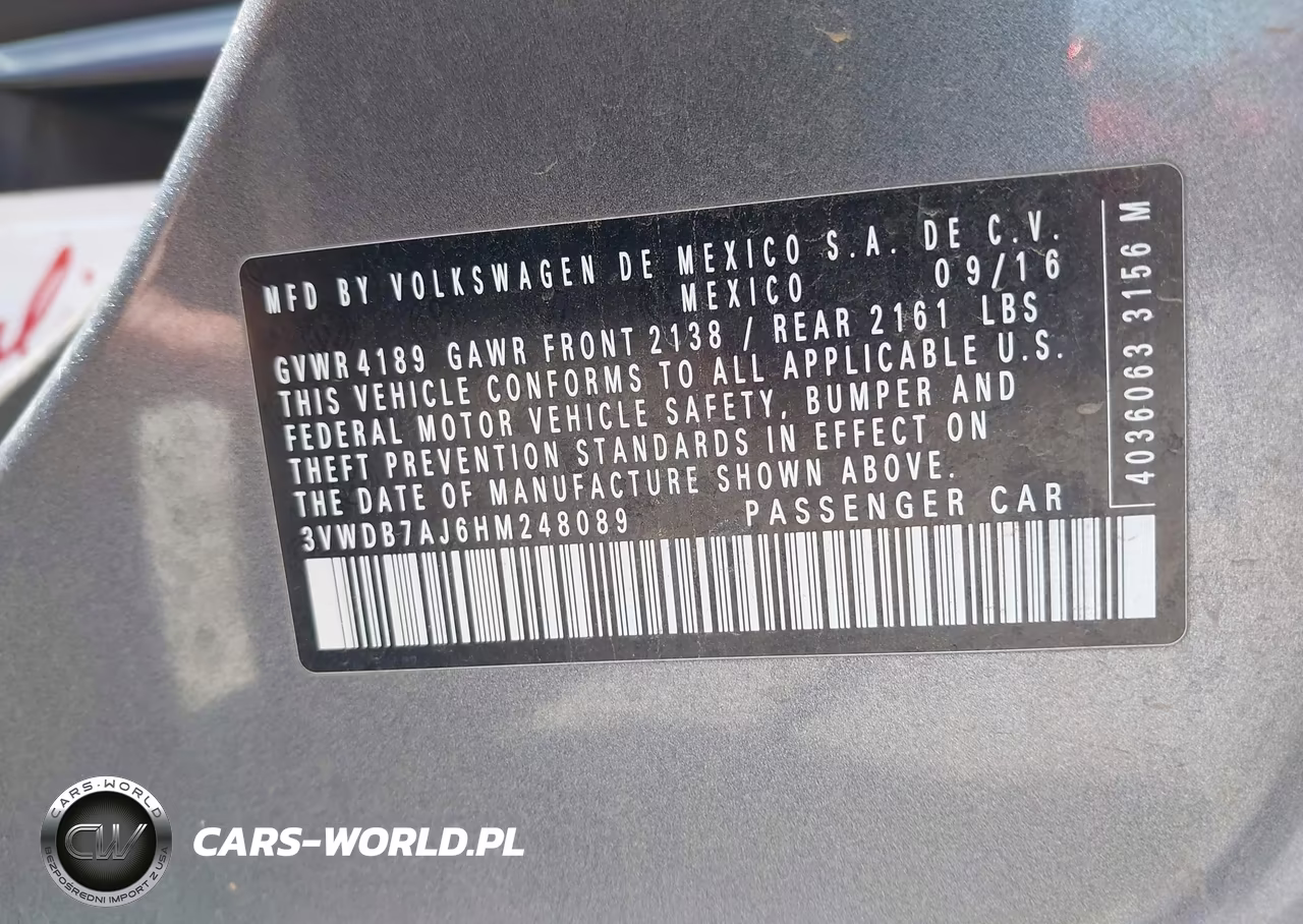 2017 Volkswagen Jetta 1.4T Se VIN:3VWDB7AJ6HM248089 - 9