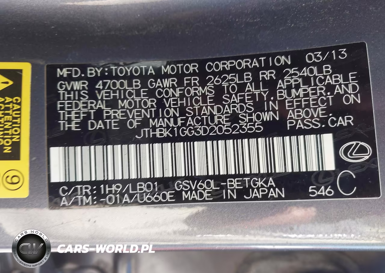 2013 Lexus Es 350 VIN:JTHBK1GG3D2052355 - 9