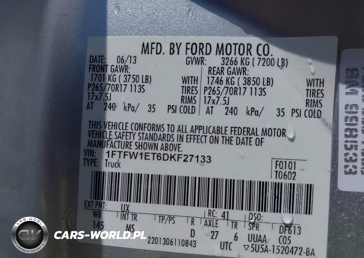 2013 Ford F-150 Xlt VIN:1FTFW1ET6DKF27133 - 9
