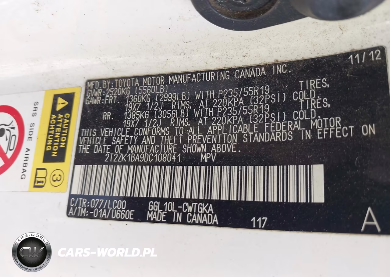 2013 Lexus Rx 350 VIN:2T2ZK1BA9DC108041 - 9
