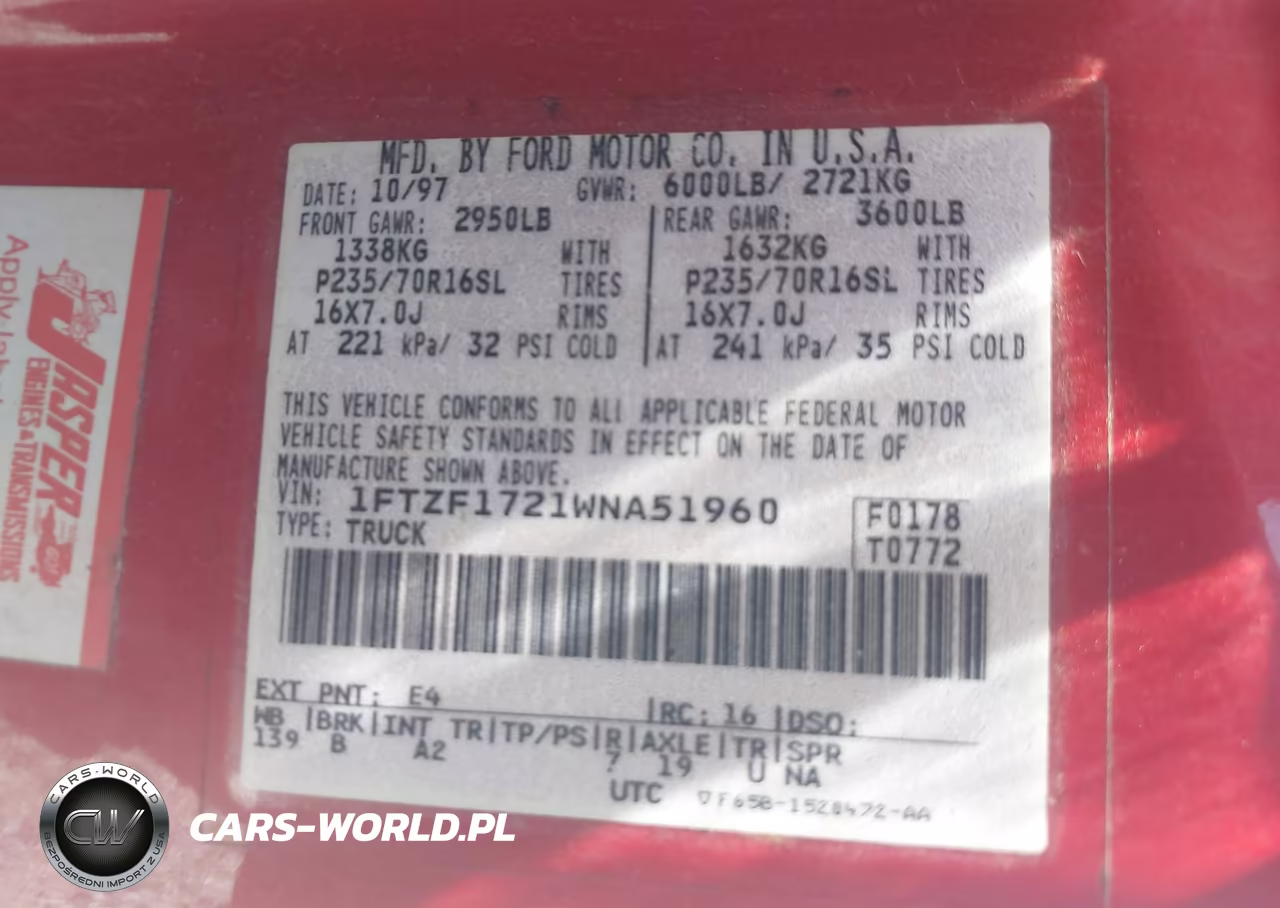 1998 Ford F-150 Standard-Xl-Xlt VIN:1FTZF1721WNA51960 - 9