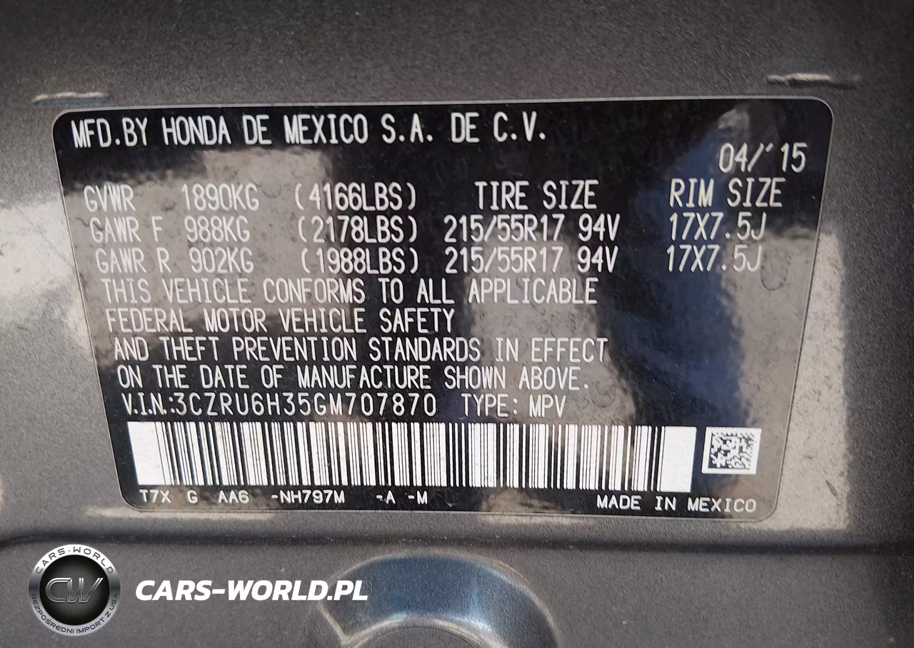 2016 Honda Hr-V Lx VIN:3CZRU6H35GM707870 - 9