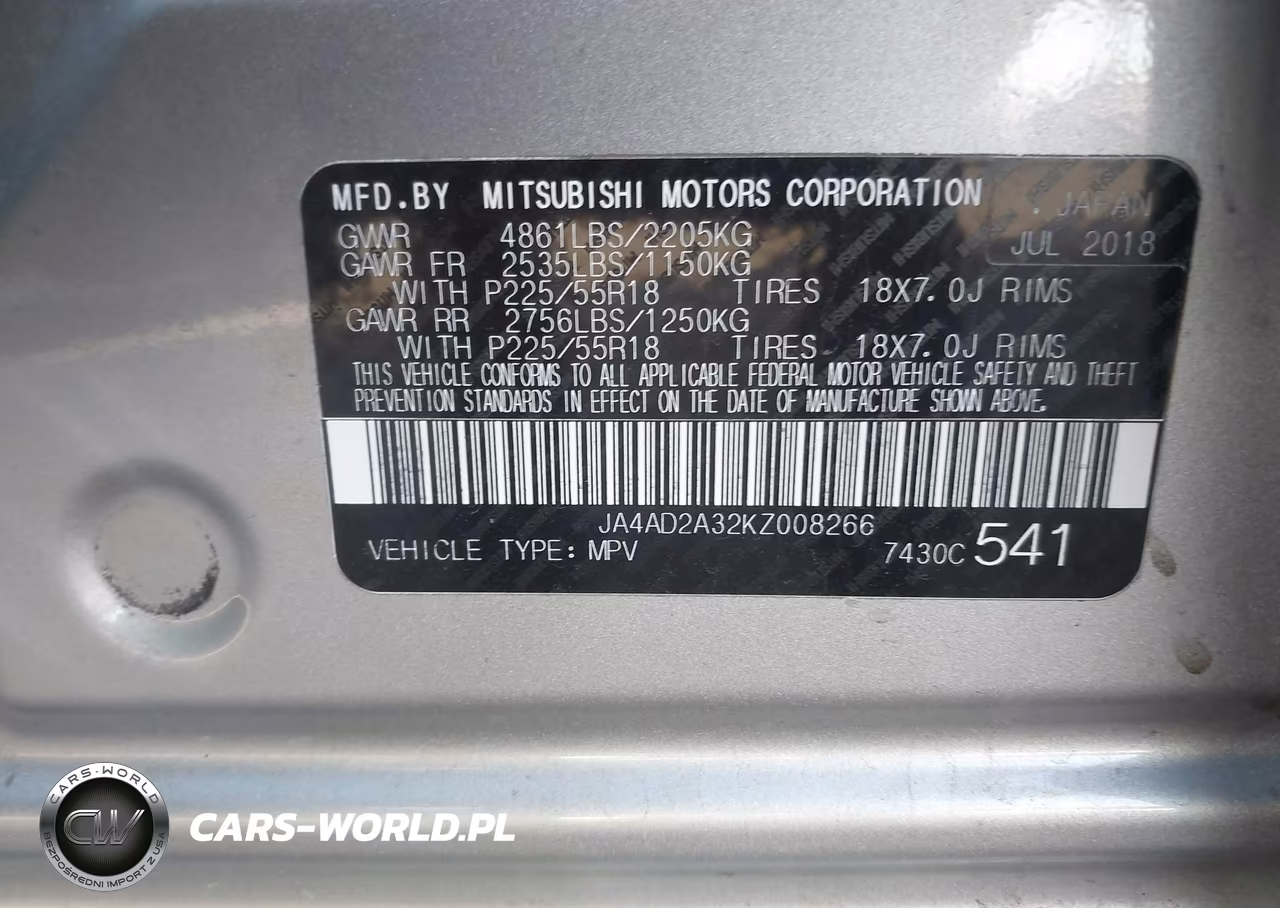 2019 Mitsubishi Outlander Es VIN:JA4AD2A32KZ008266 - 9