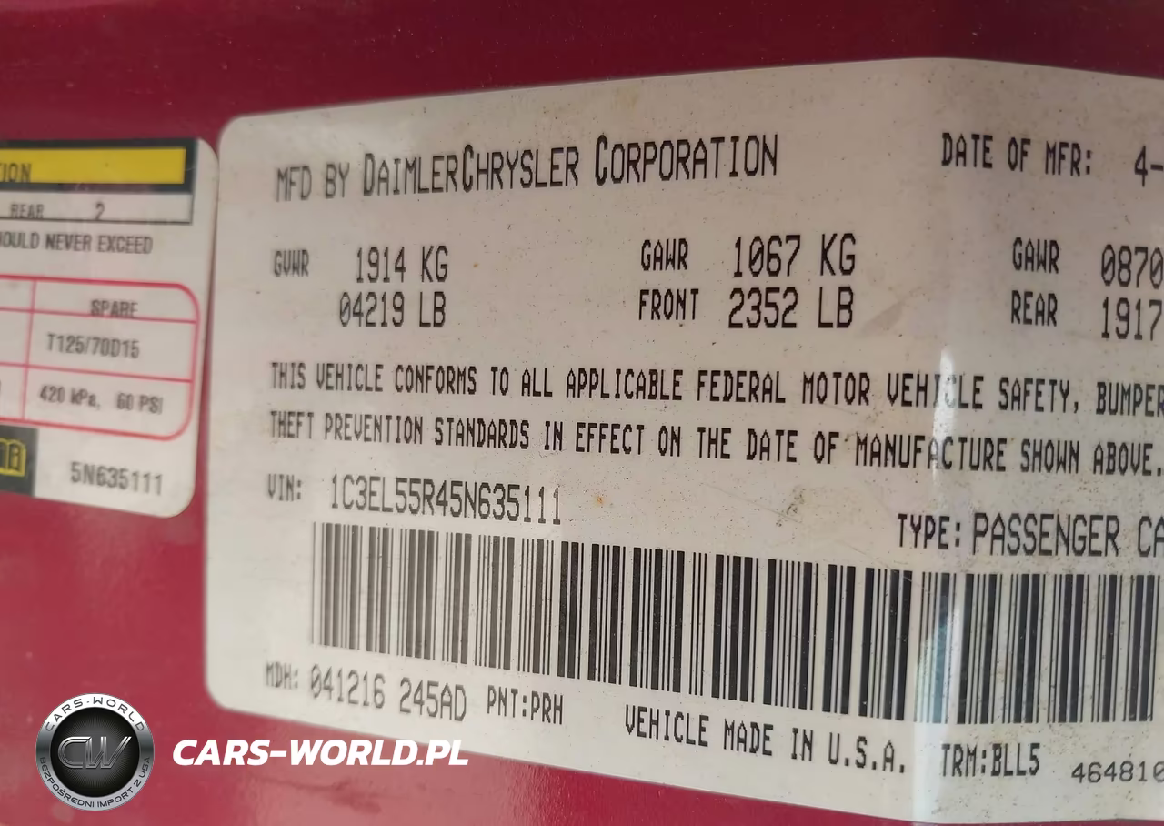 2005 Chrysler Sebring Touring VIN:1C3EL55R45N635111 - 9