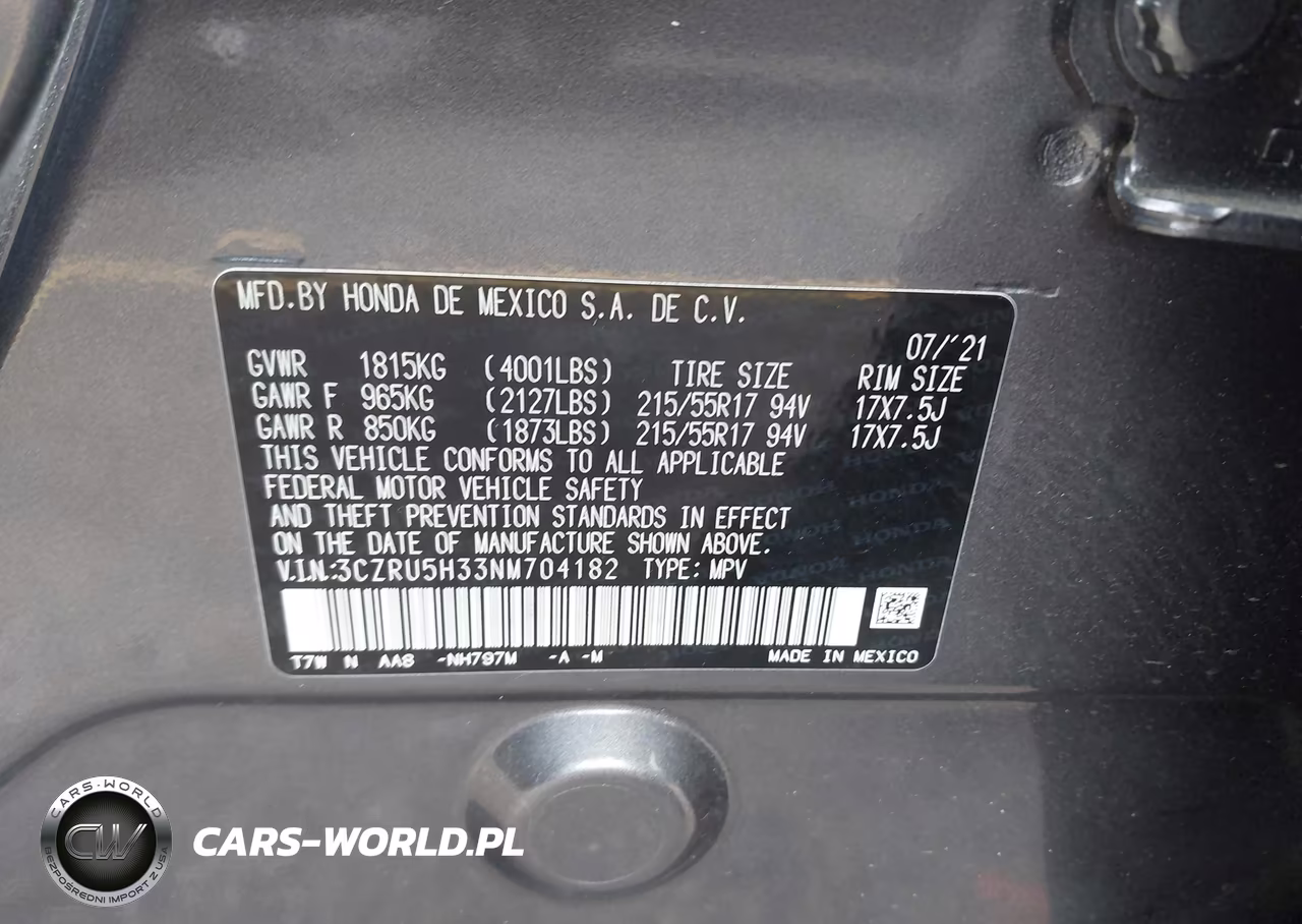 2022 Honda Hr-V 2Wd Lx VIN:3CZRU5H33NM704182 - 9
