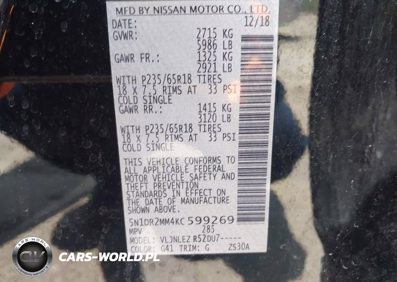 2019 Nissan Pathfinder Sv VIN:5N1DR2MM4KC599269 - 9