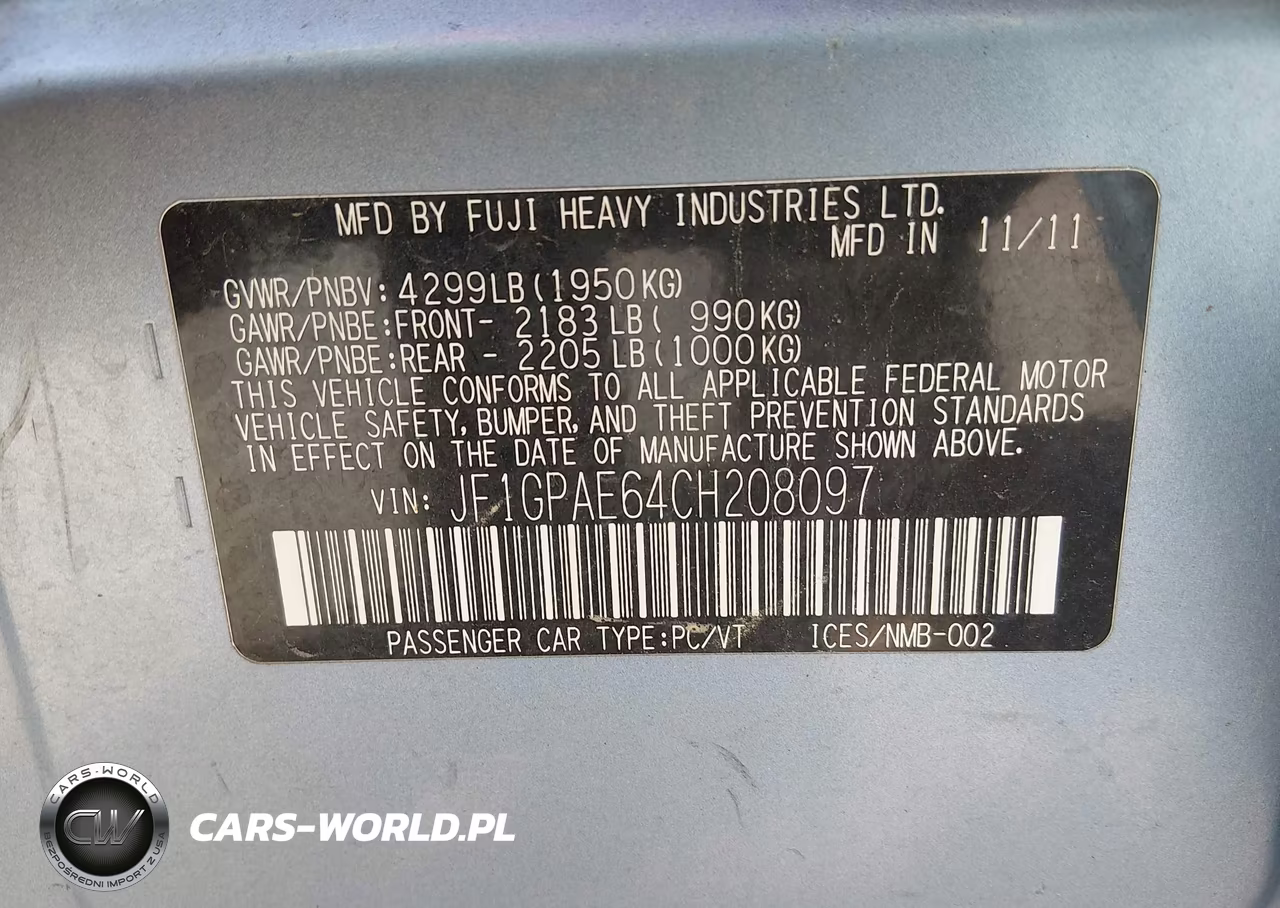 2012 Subaru Impreza 2.0I Premium VIN:JF1GPAE64CH208097 - 9