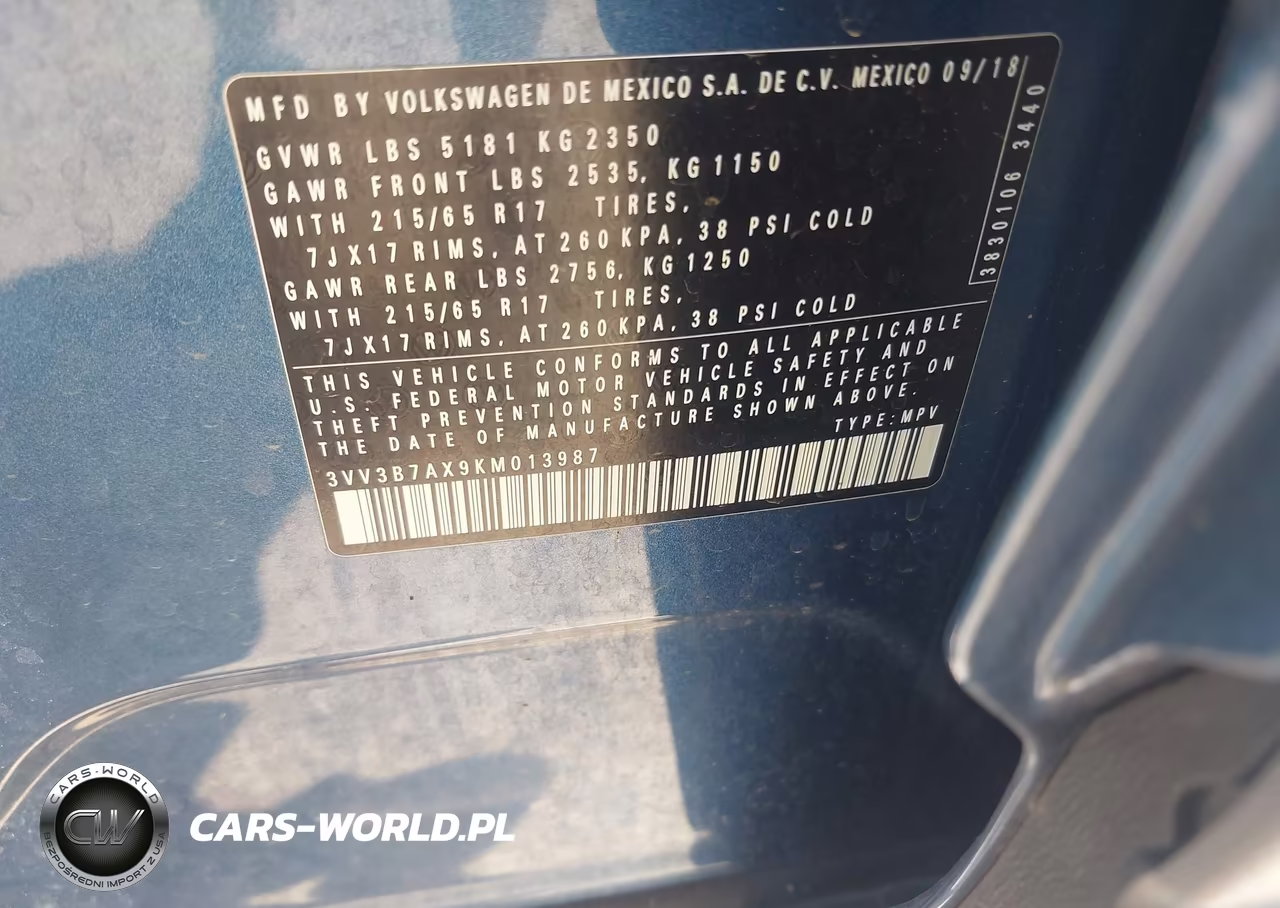 2019 Volkswagen Tiguan 2.0T Se-2.0T Sel-2.0T Sel R-Line-2.0T Sel R-Line Black VIN:3VV3B7AX9KM013987 - 9