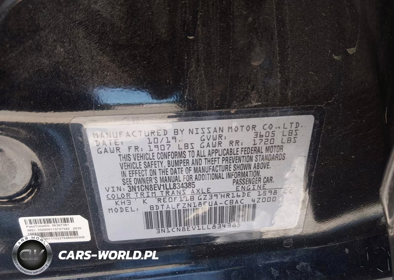 2020 Nissan Versa Sv Xtronic Cvt VIN:3N1CN8EV1LL834385 - 9