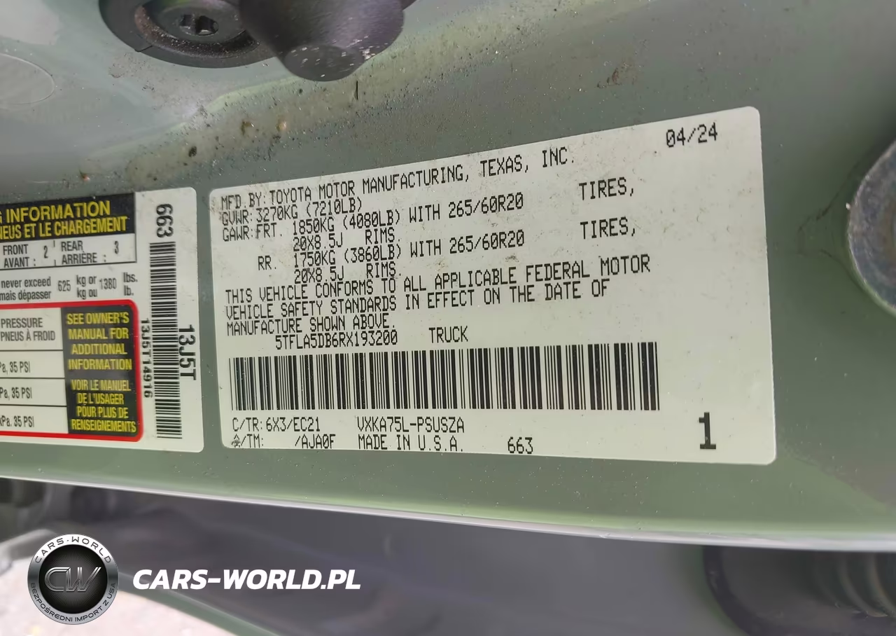 2024 Toyota Tundra Sr5 VIN:5TFLA5DB6RX193200 - 9