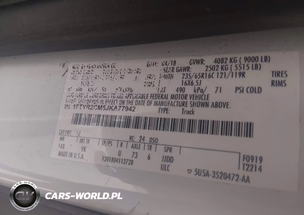 2018 Ford Transit-250 VIN:1FTYR2CM5JKA77942 - 9