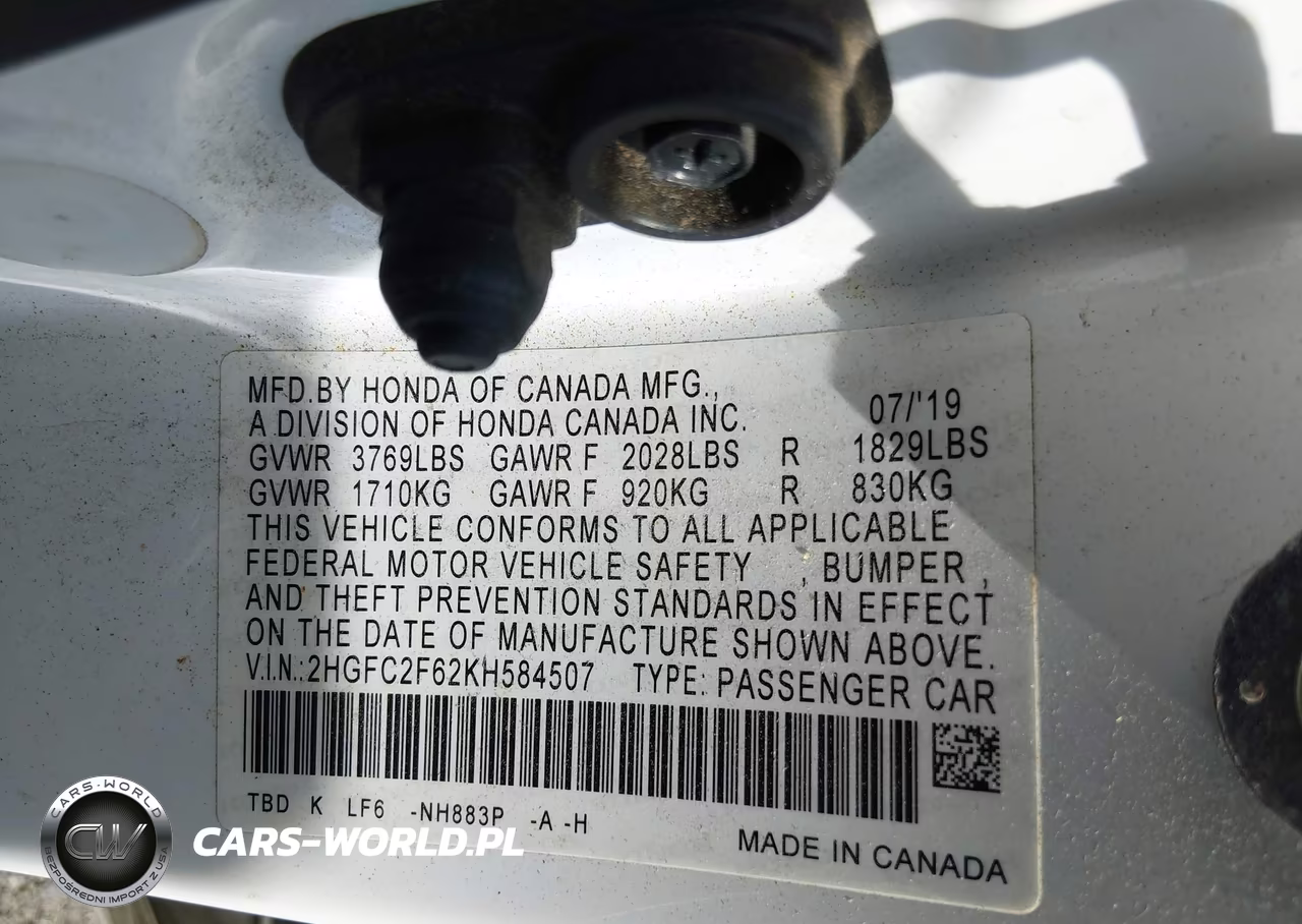 2019 Honda Civic Lx VIN:2HGFC2F62KH584507 - 9