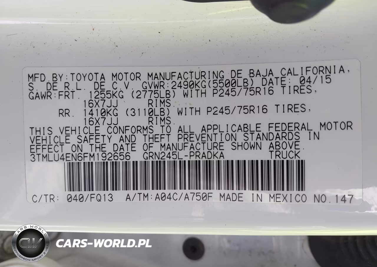 2015 Toyota Tacoma Base V6 VIN:3TMLU4EN6FM192656 - 9