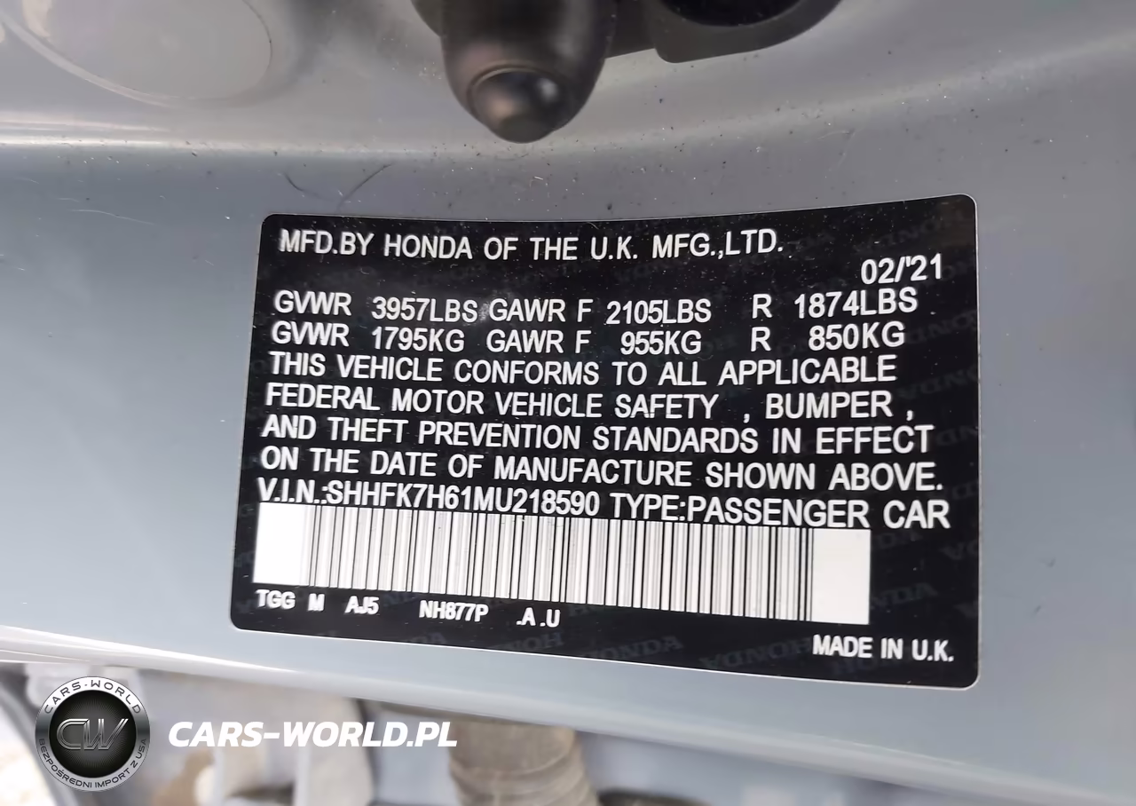 2021 Honda Civic Ex VIN:SHHFK7H61MU218590 - 8
