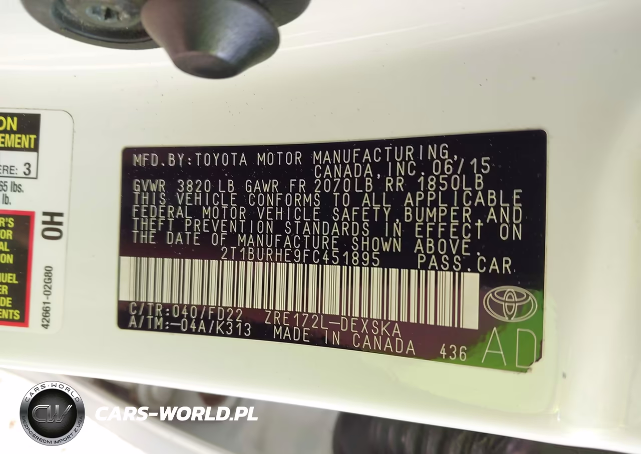 2015 Toyota Corolla S Plus VIN:2T1BURHE9FC451895 - 9