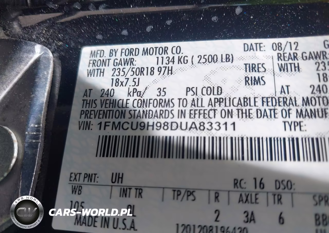 2013 Ford Escape Sel VIN:1FMCU9H98DUA83311 - 9
