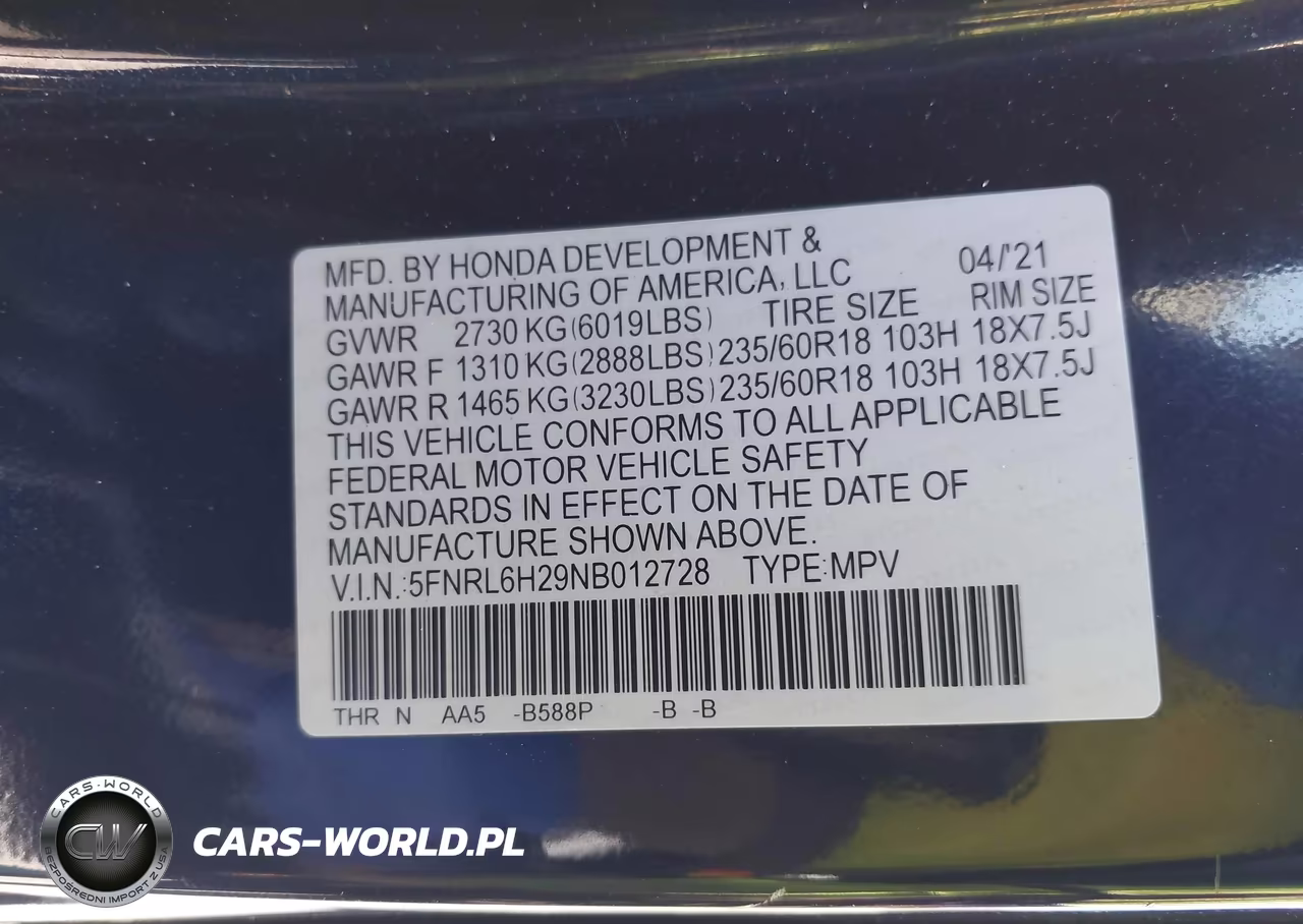 2022 Honda Odyssey Lx VIN:5FNRL6H29NB012728 - 9