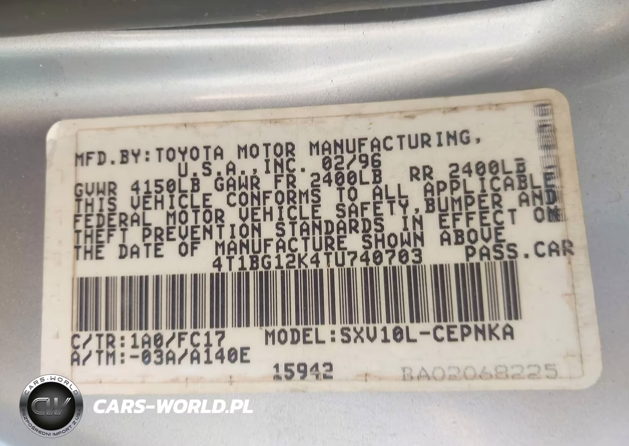 1996 Toyota Camry Dx-Le-Xle VIN:4T1BG12K4TU740703 - 9