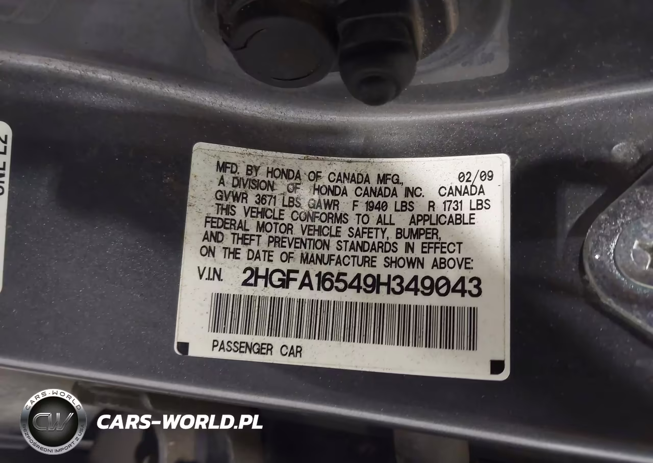 2009 Honda Civic Lx VIN:2HGFA16549H349043 - 9