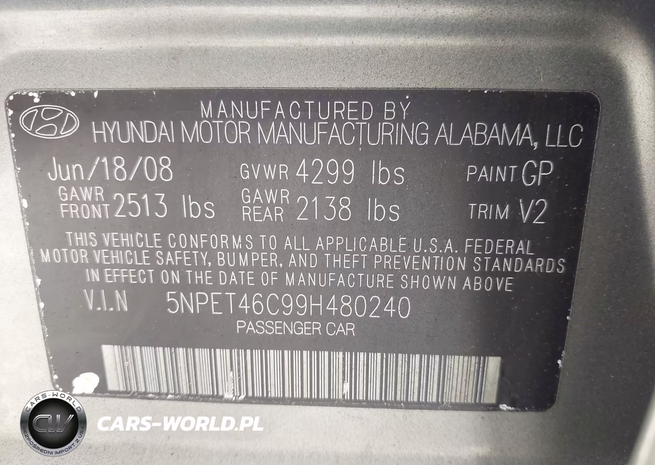 2009 Hyundai Sonata Gls VIN:5NPET46C99H480240 - 9