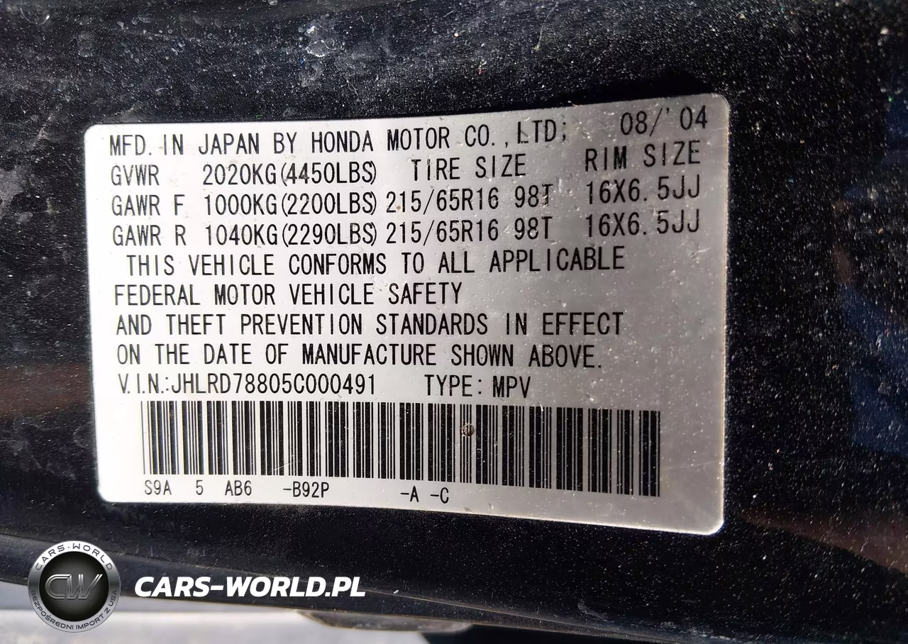 2005 Honda Cr-V Ex VIN:JHLRD78805C000491 - 9