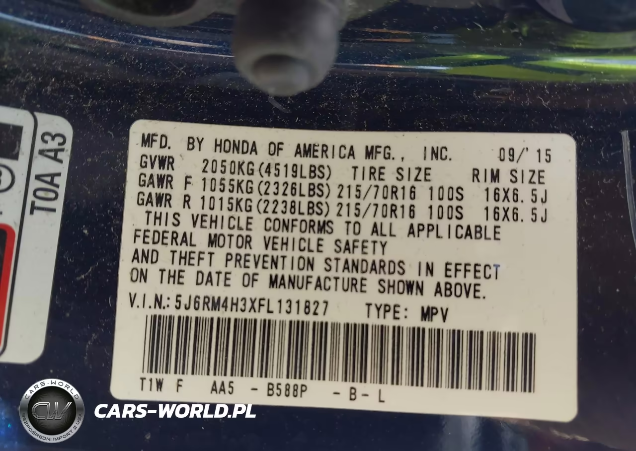 2015 Honda Cr-V Lx VIN:5J6RM4H3XFL131827 - 9