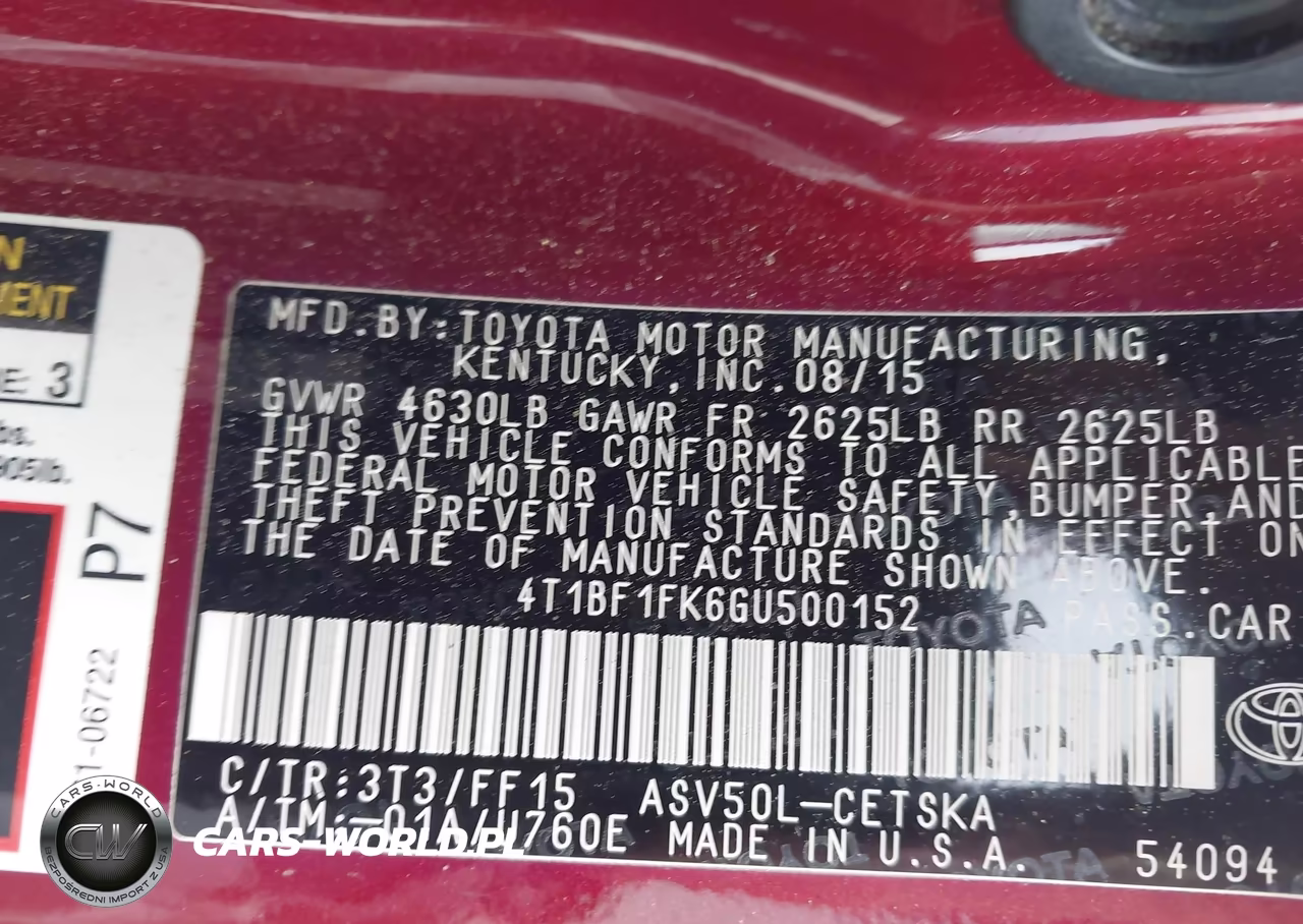2016 Toyota Camry Se VIN:4T1BF1FK6GU500152 - 9