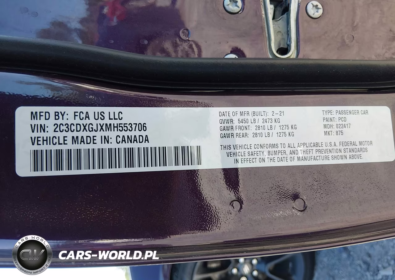 2021 Dodge Charger Scat Pack Rwd VIN:2C3CDXGJXMH553706 - 9
