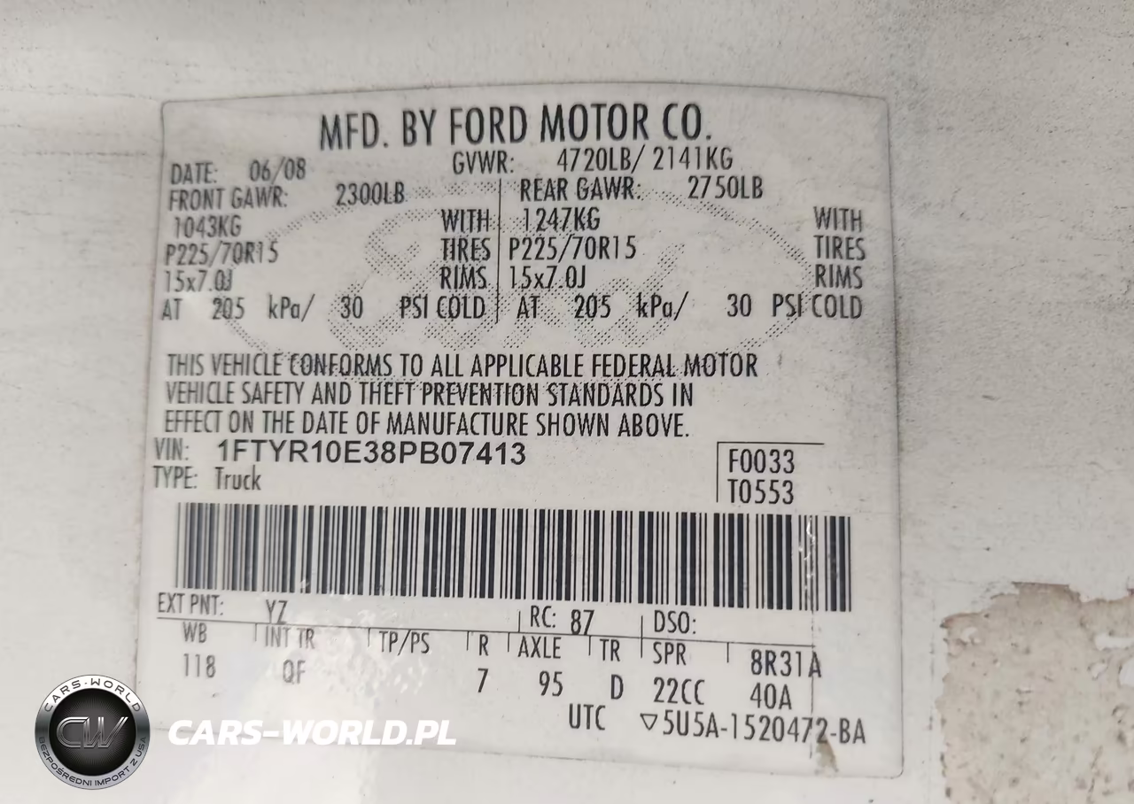 2008 Ford Ranger Xl-Xlt VIN:1FTYR10E38PB07413 - 9