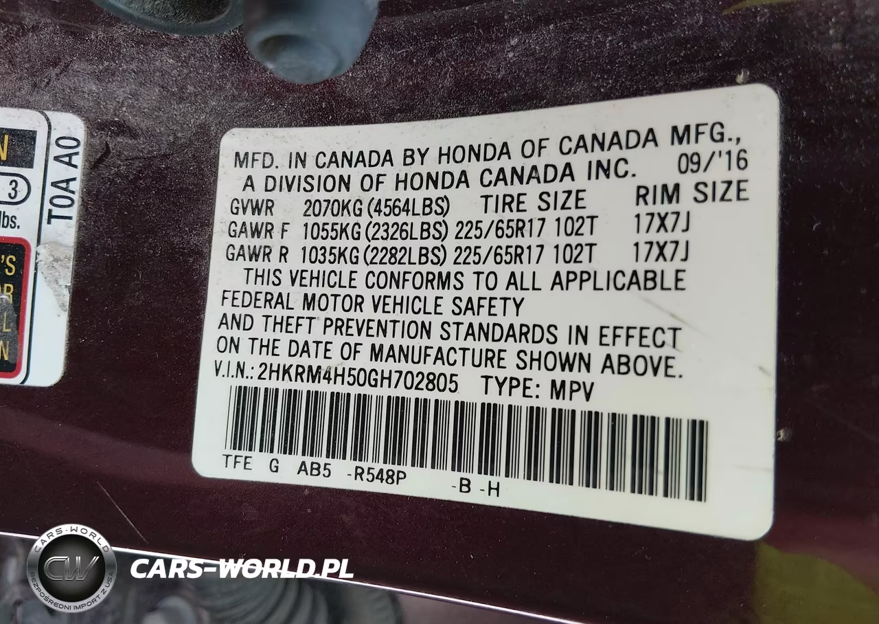 2016 Honda Cr-V Ex VIN:2HKRM4H50GH702805 - 9