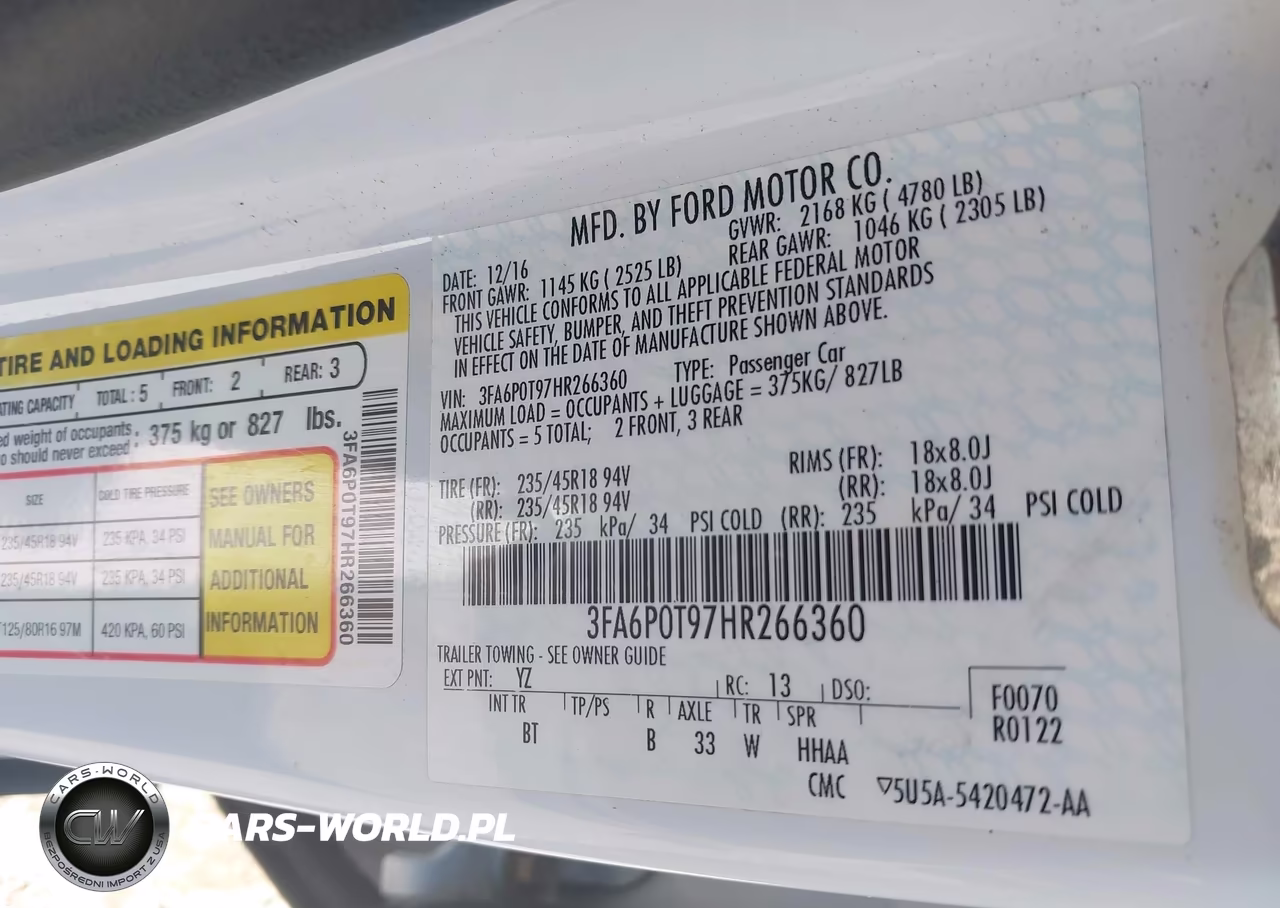 2017 Ford Fusion Se VIN:3FA6P0T97HR266360 - 9