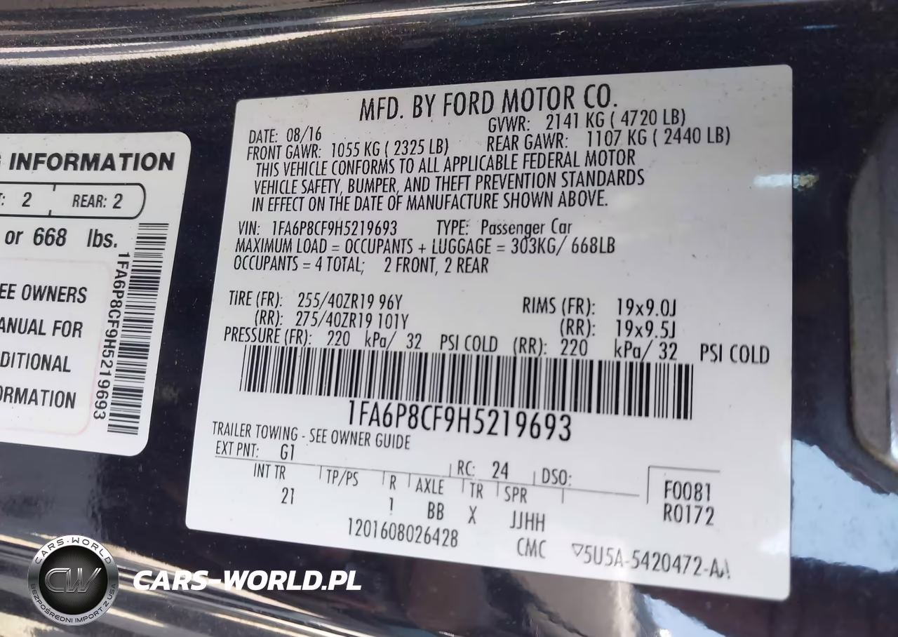 2017 Ford Mustang Gt VIN:1FA6P8CF9H5219693 - 9