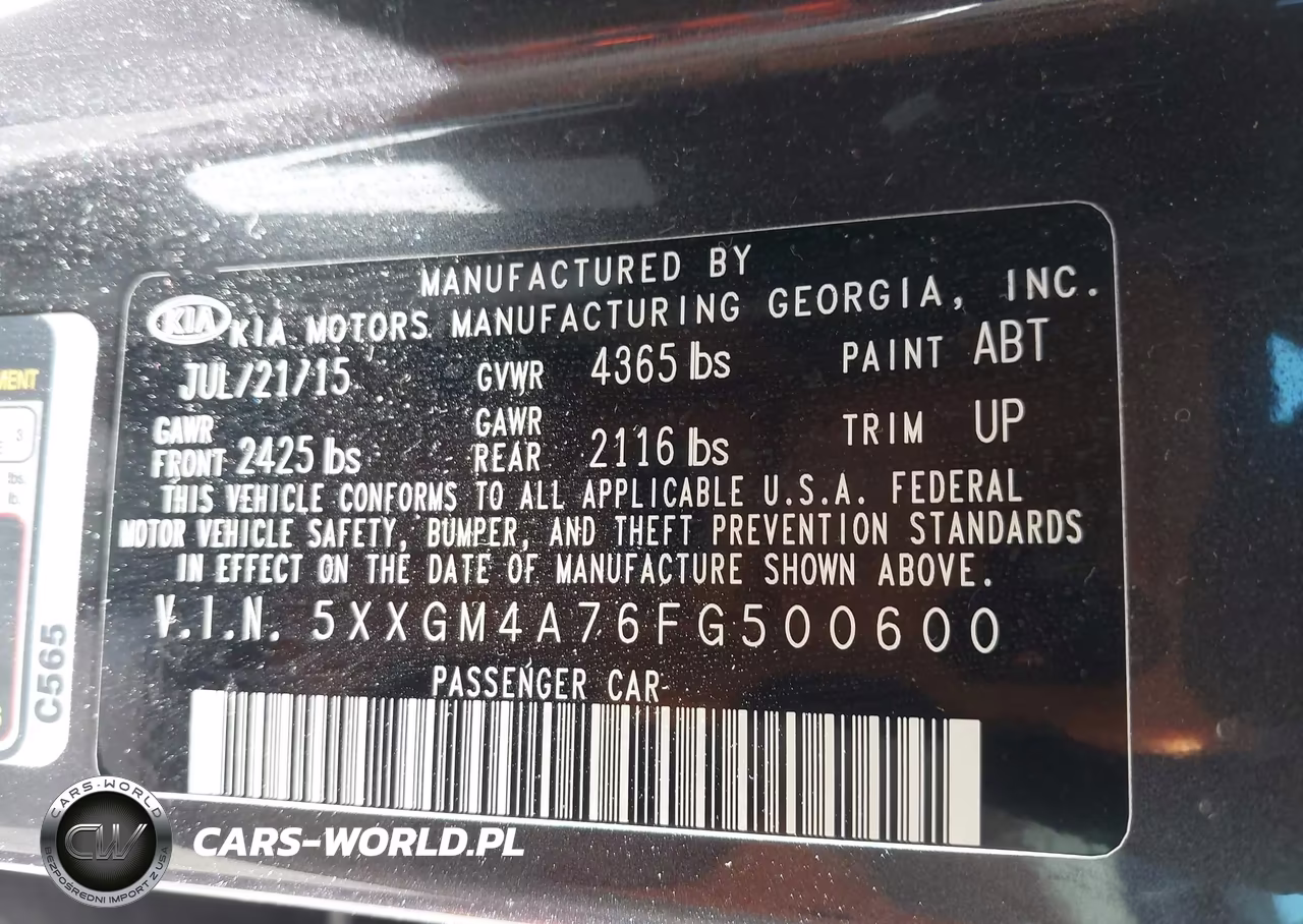 2015 Kia Optima Lx VIN:5XXGM4A76FG500600 - 9