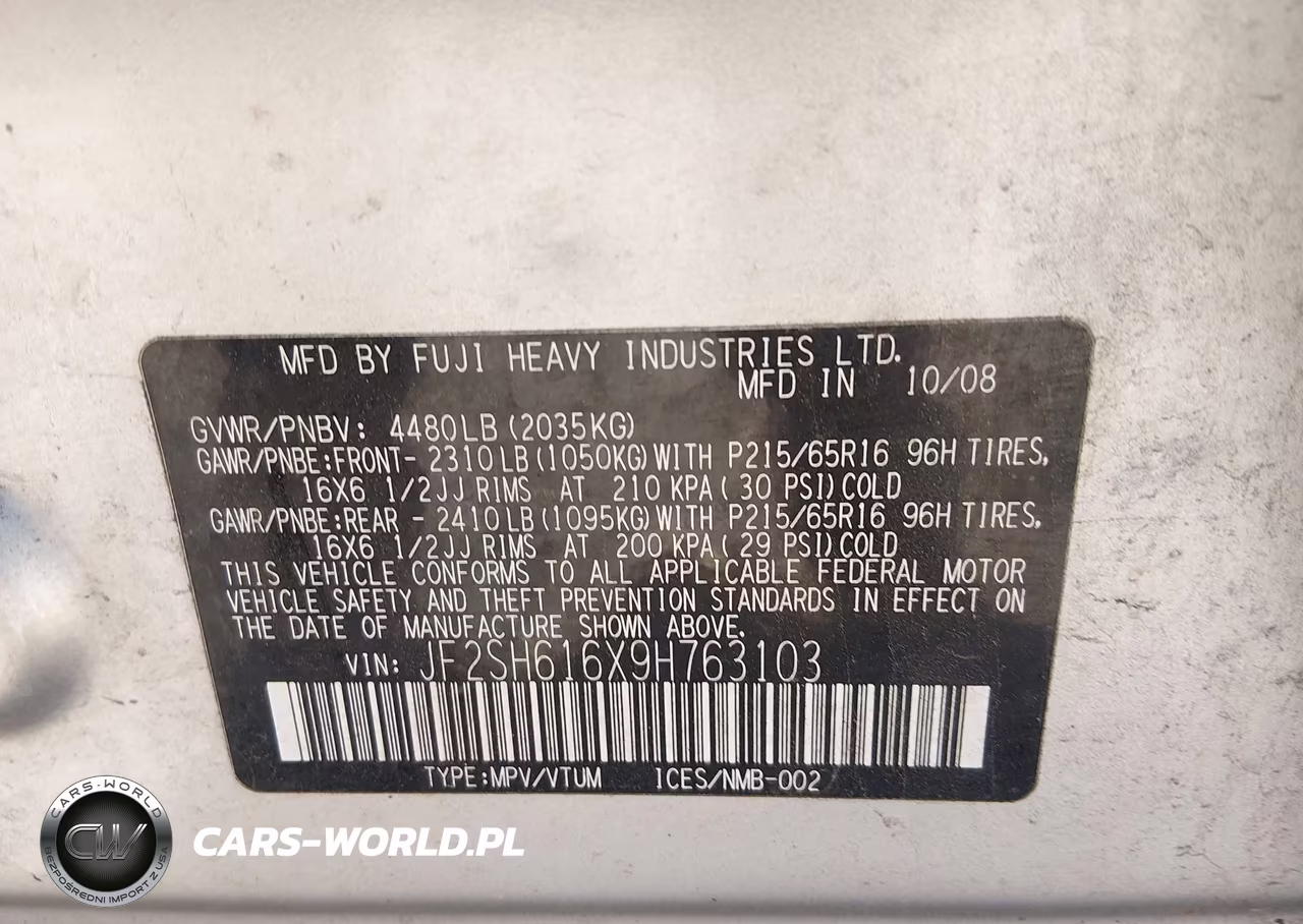2009 Subaru Forester 2.5X VIN:JF2SH616X9H763103 - 9