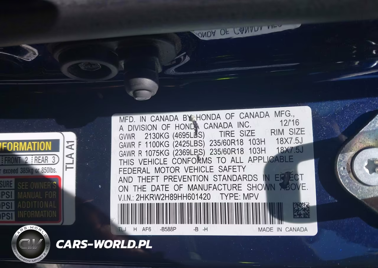2017 Honda Cr-V Ex-L-Ex-L Navi VIN:2HKRW2H89HH601420 - 9
