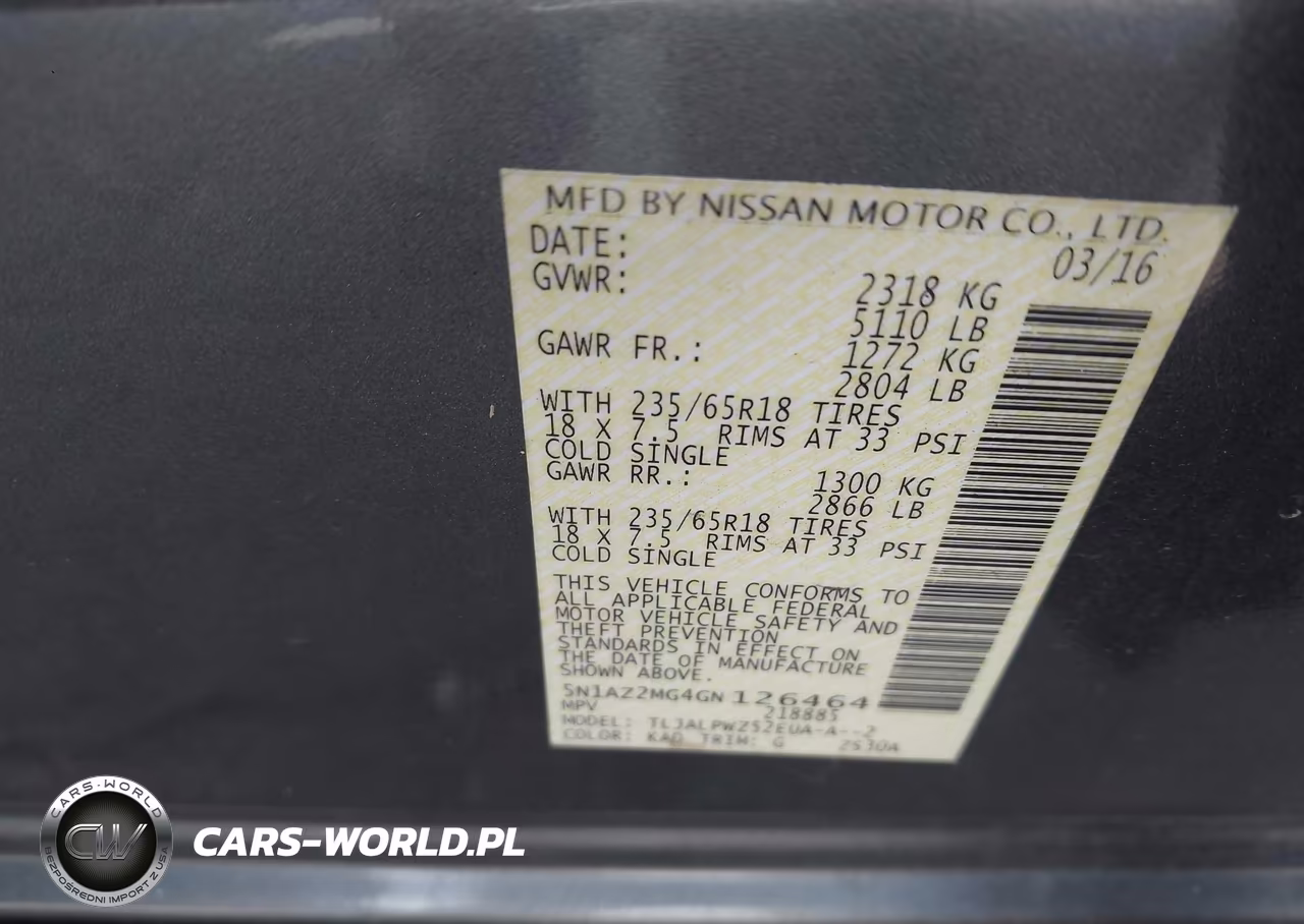 2016 Nissan Murano S VIN:5N1AZ2MG4GN126464 - 9