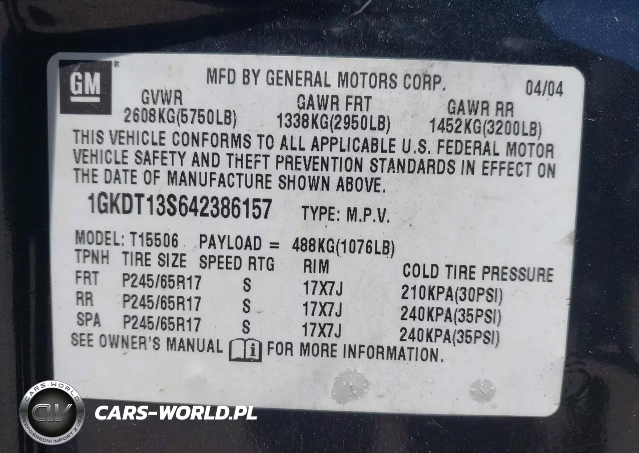 2004 GMC Envoy Sle VIN:1GKDT13S642386157 - 9