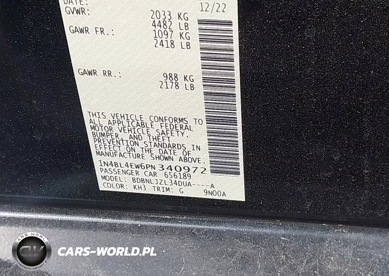 2023 Nissan Altima Sl Intelligent Awd VIN:1N4BL4EW6PN340972 - 9