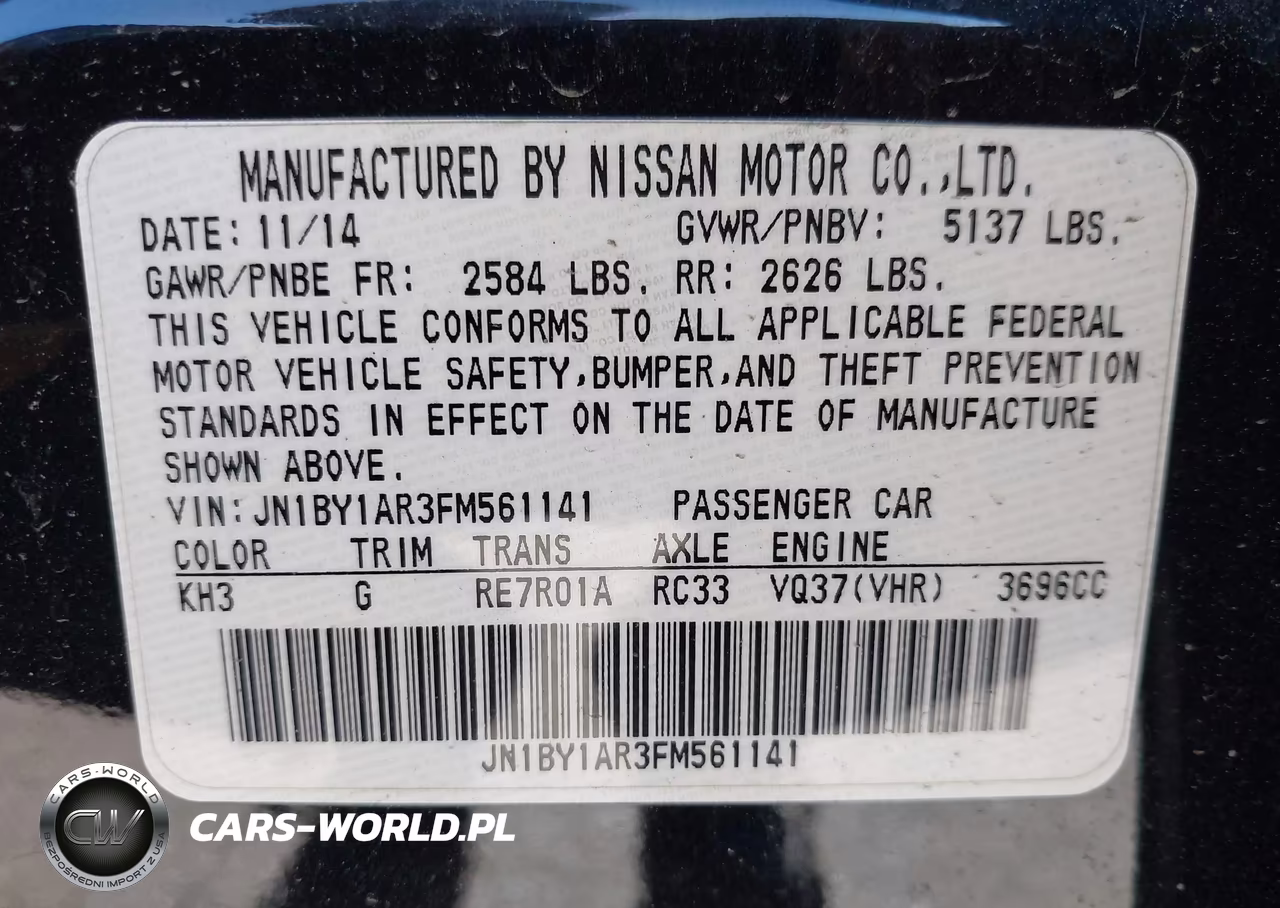 2015 Infiniti Q70 3.7X VIN:JN1BY1AR3FM561141 - 9