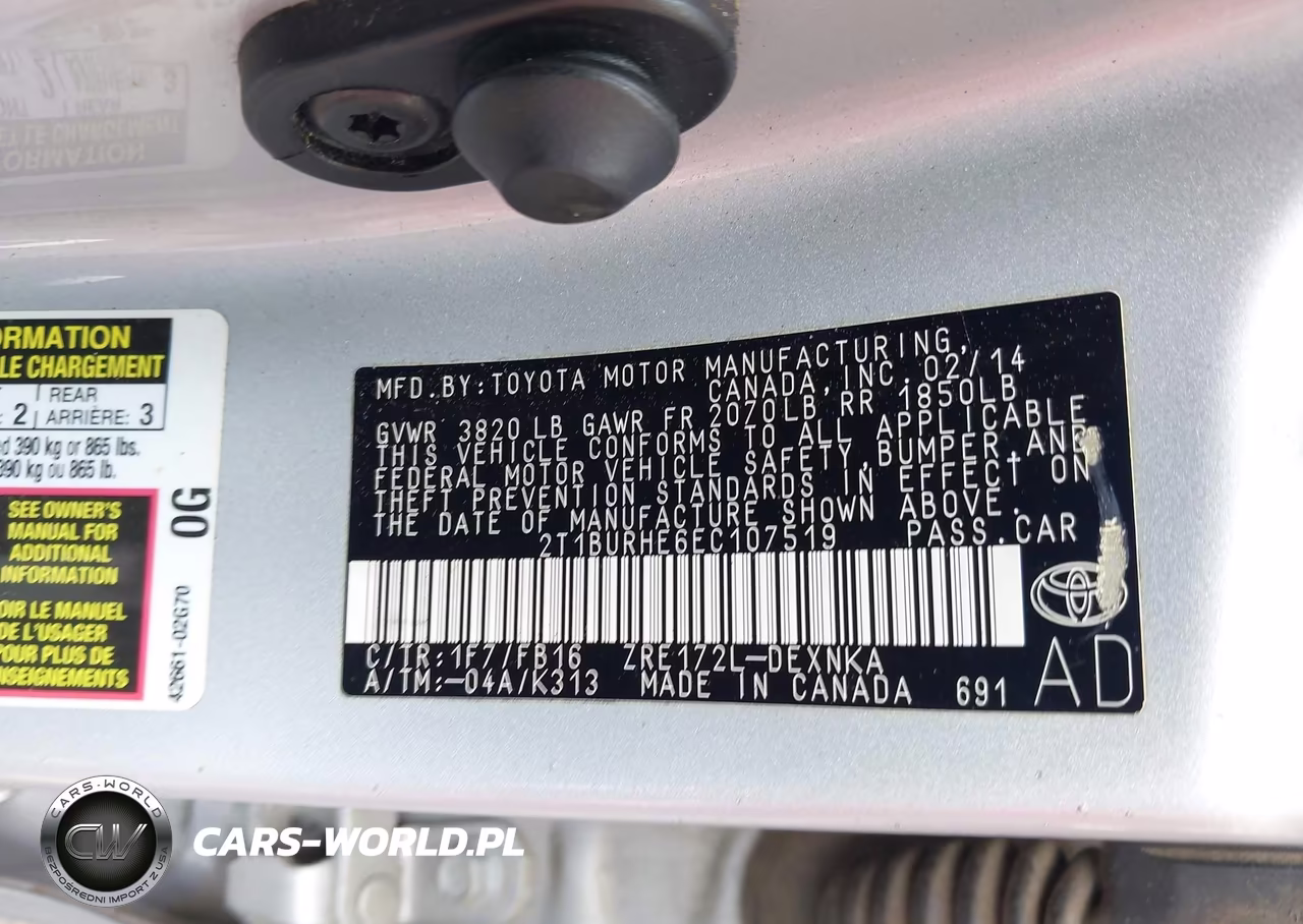 2014 Toyota Corolla Le VIN:2T1BURHE6EC107519 - 9