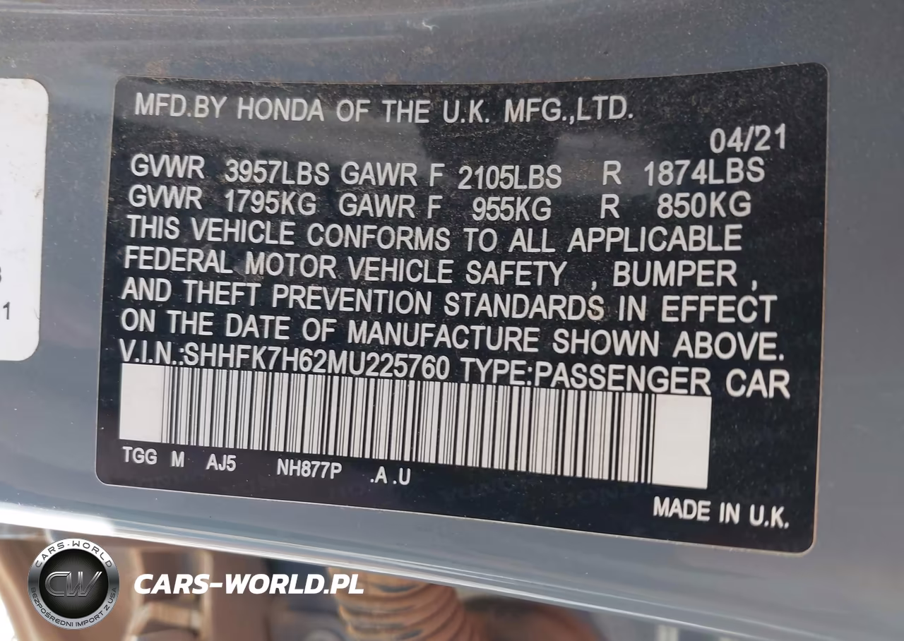 2021 Honda Civic Ex VIN:SHHFK7H62MU225760 - 9