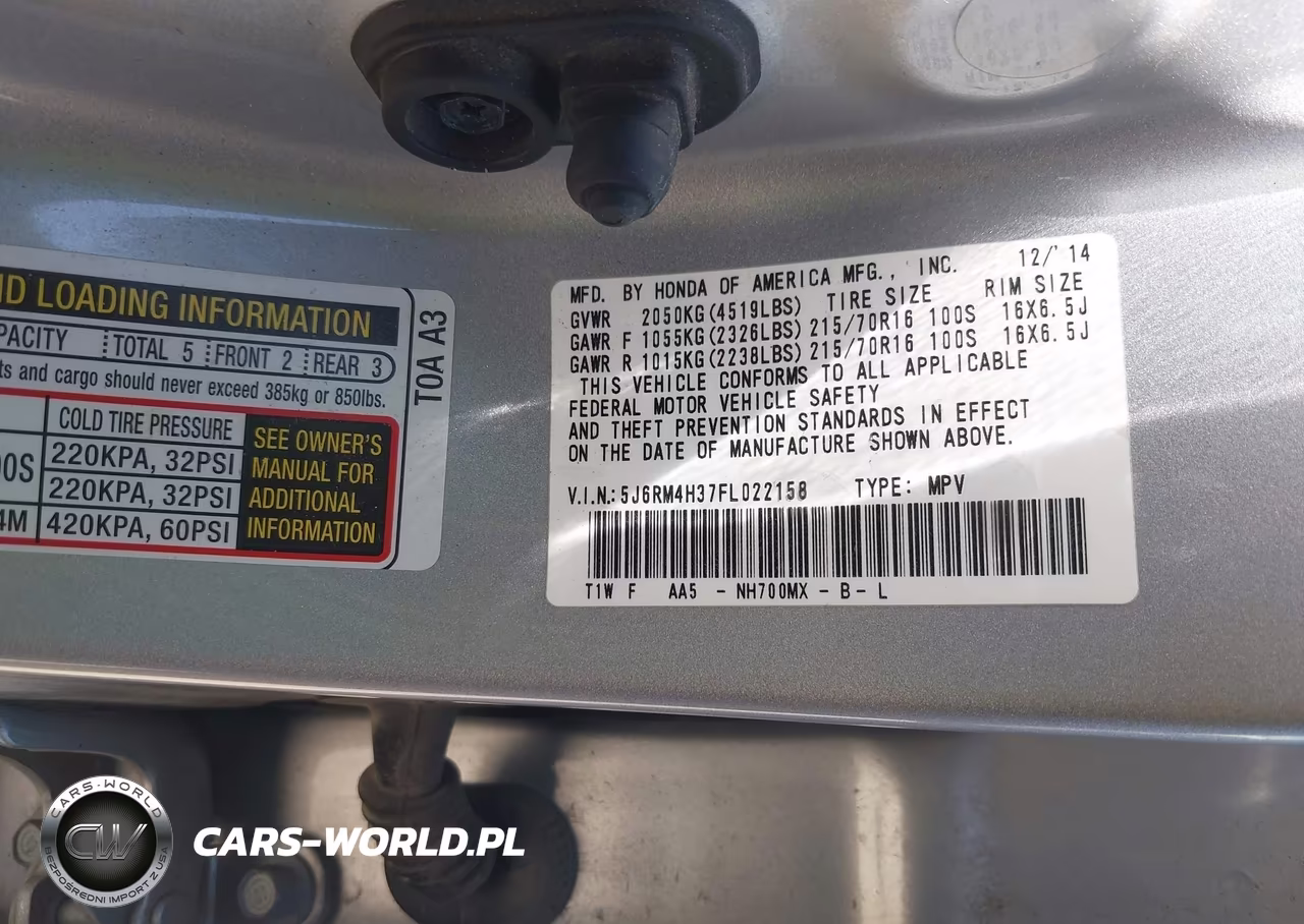2015 Honda Cr-V Lx VIN:5J6RM4H37FL022158 - 9
