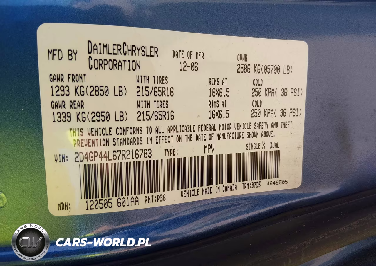 2007 Dodge Grand Caravan Sxt VIN:2D4GP44L67R216783 - 9