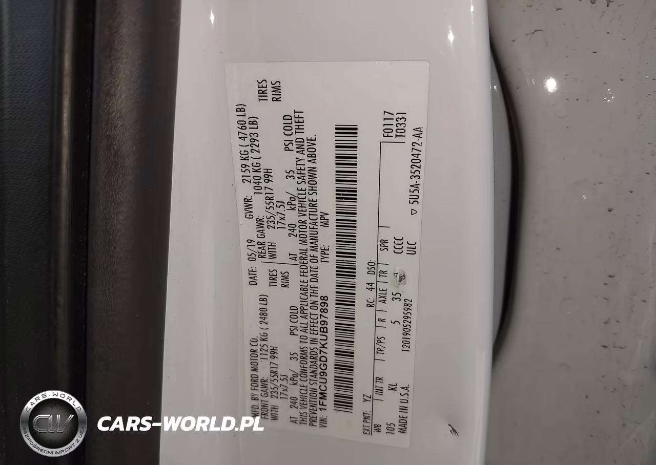 2019 Ford Escape Se VIN:1FMCU9GD7KUB97898 - 9