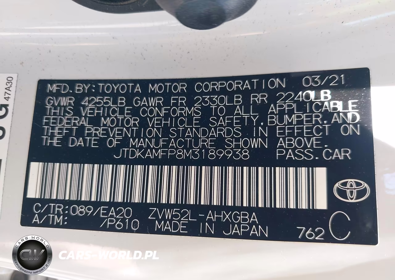 2021 Toyota Prius Prime Xle VIN:JTDKAMFP8M3189938 - 9