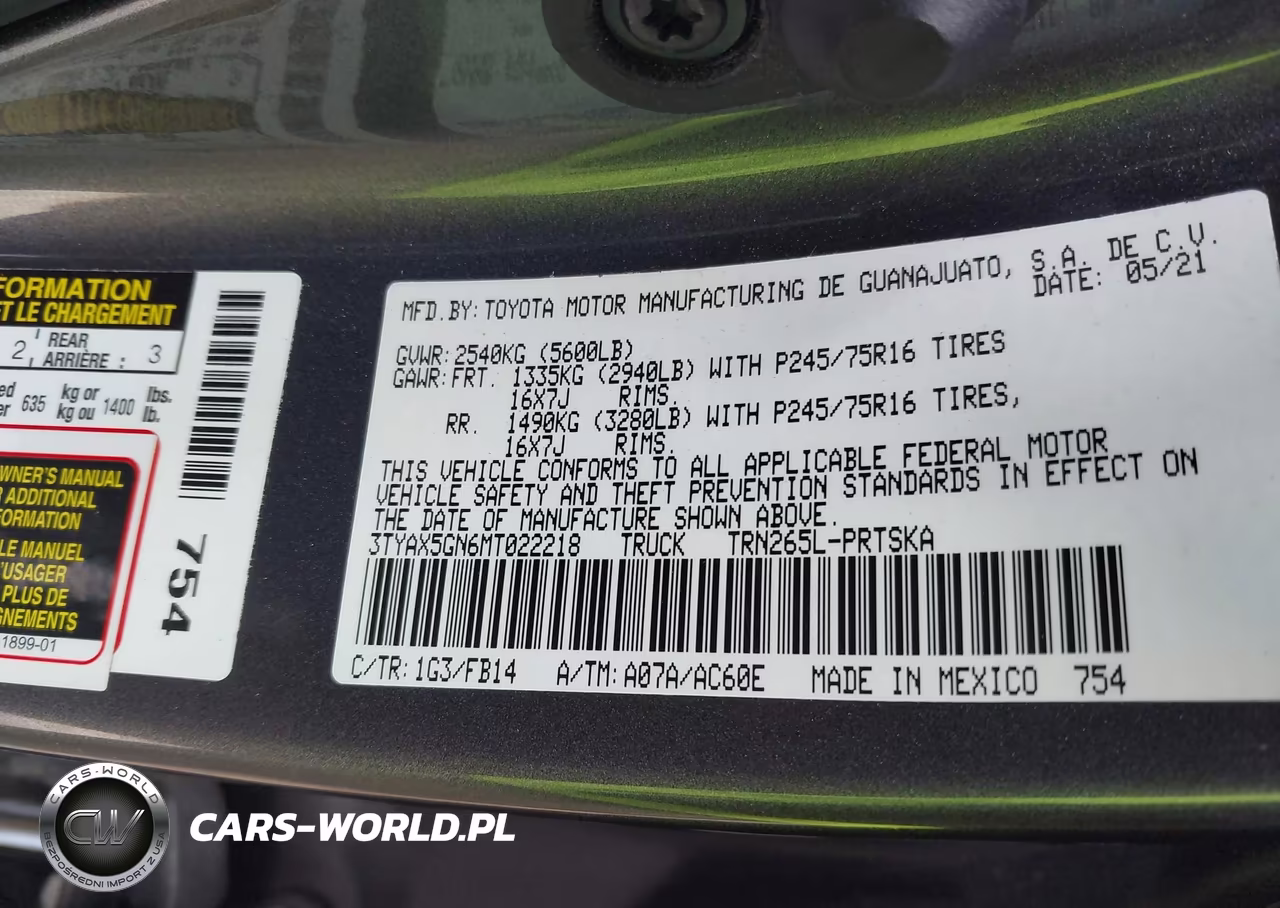 2021 Toyota Tacoma Sr VIN:3TYAX5GN6MT022218 - 9