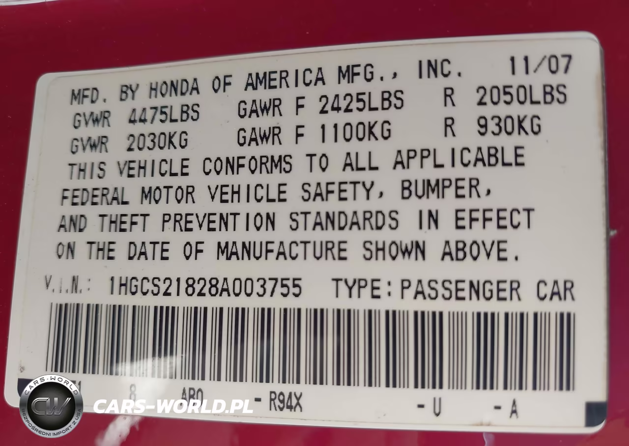 2008 Honda Accord 3.5 Ex-L VIN:1HGCS21828A003755 - 9